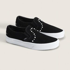 Vans Classic Slip-On Pearls Skate Shoe – Black | Size 8 | Like New